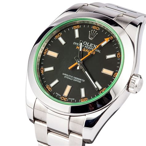 rolex milgauss green bezel|rolex milgauss price used.